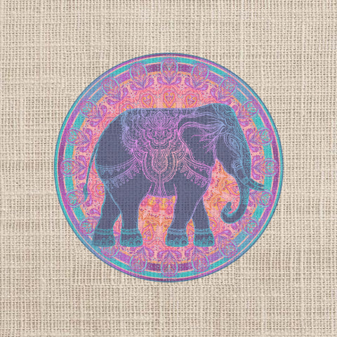 logo café Inde Malabar Moussonné éléphant d’Asie  sur toile de jute 