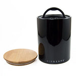 boîte en céramique Airscape noire avec couvercle en bambou et couvercle hermétique