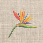 logo café Délice des Antilles Fleur exotique sur toile de jute 