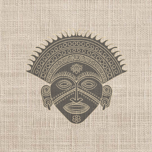 logo du café Santos Bamiléké Masque africain sur toile de jute