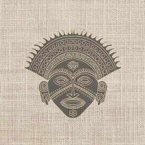 logo du café Santos Bamiléké Masque africain sur toile de jute